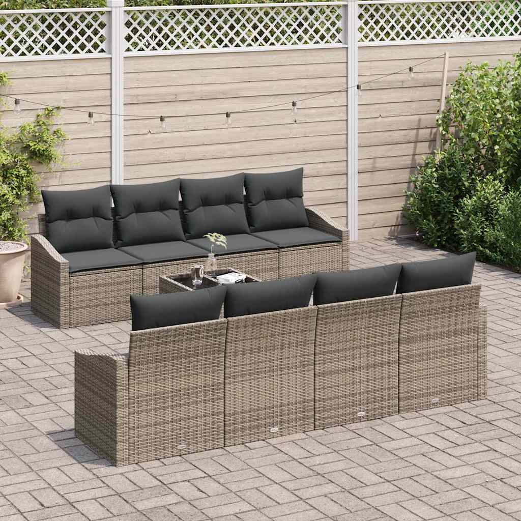 Garten-Sofa-Set mit Kissen 7 pcs Grau 55 x 55 x 37 cm